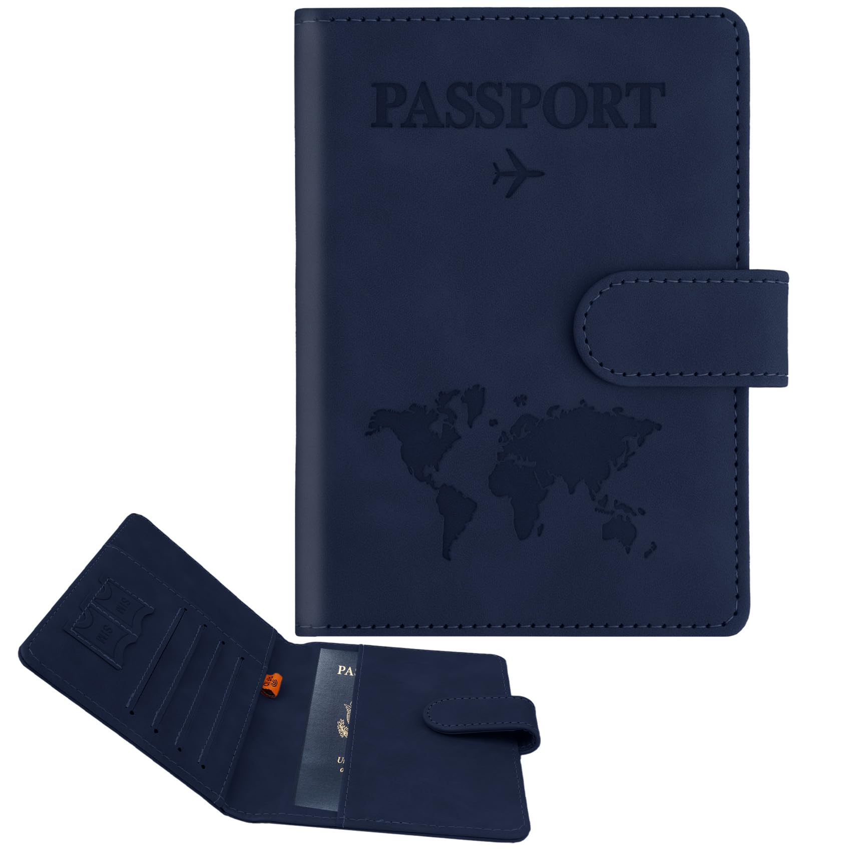 Passport Holder for Travel, Passport Cover Wallet, Premium PU Leather Passport Book Card Holder Case for Women Men, Waterproof RFID Blocking Flying