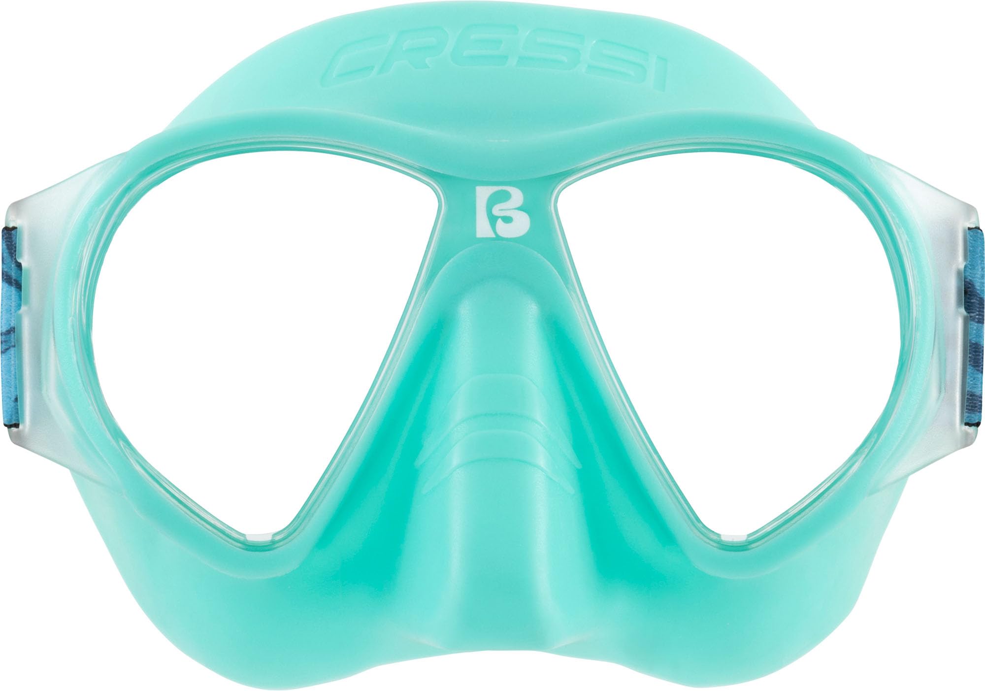Cressi since 1946 - Force Mask - Separate Polycarbonate Lenses and Soft TPR Face Mask Ideal Snorkelling Surface Swimming and Beach Holidays - Aqua Green Elastic Strap Coral Blue - One Size - Adult