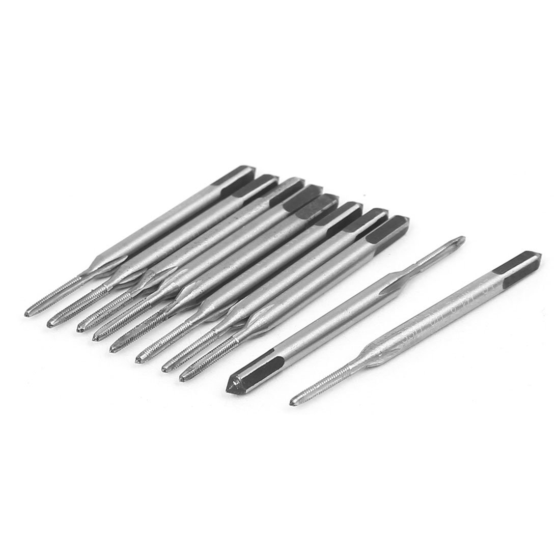Aexit 35mm Long Taps M1.2 Screw Thread HSS 3-Flute Straight Shank Machine Pipe Taps Taps 10pcs