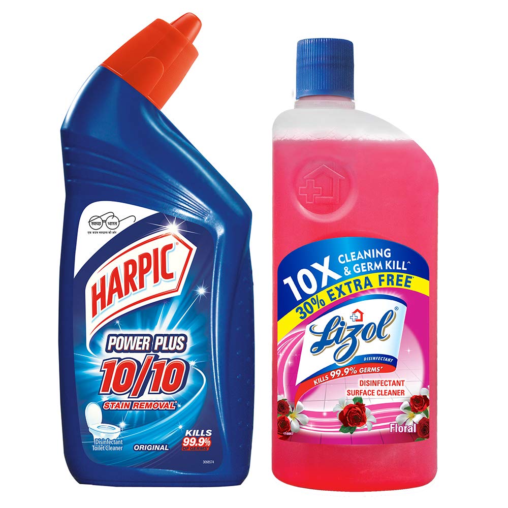 Harpic Powerplus Disinfectant Toilet Cleaner, Original 500 ml + Lizol