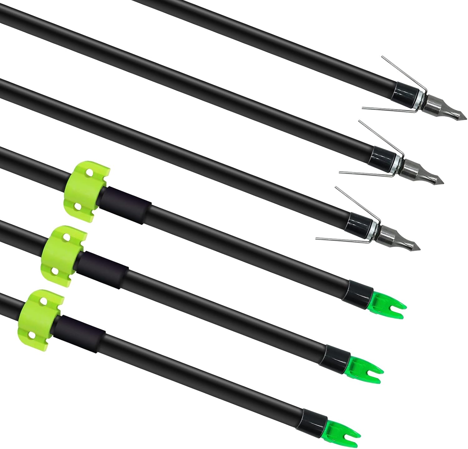 6/12Pcs Bow Fishing Arrows 8mm Fiberglass Arrow with Nock and Safety Slide Fishing Arrows for Outdoor Hunting Fishing