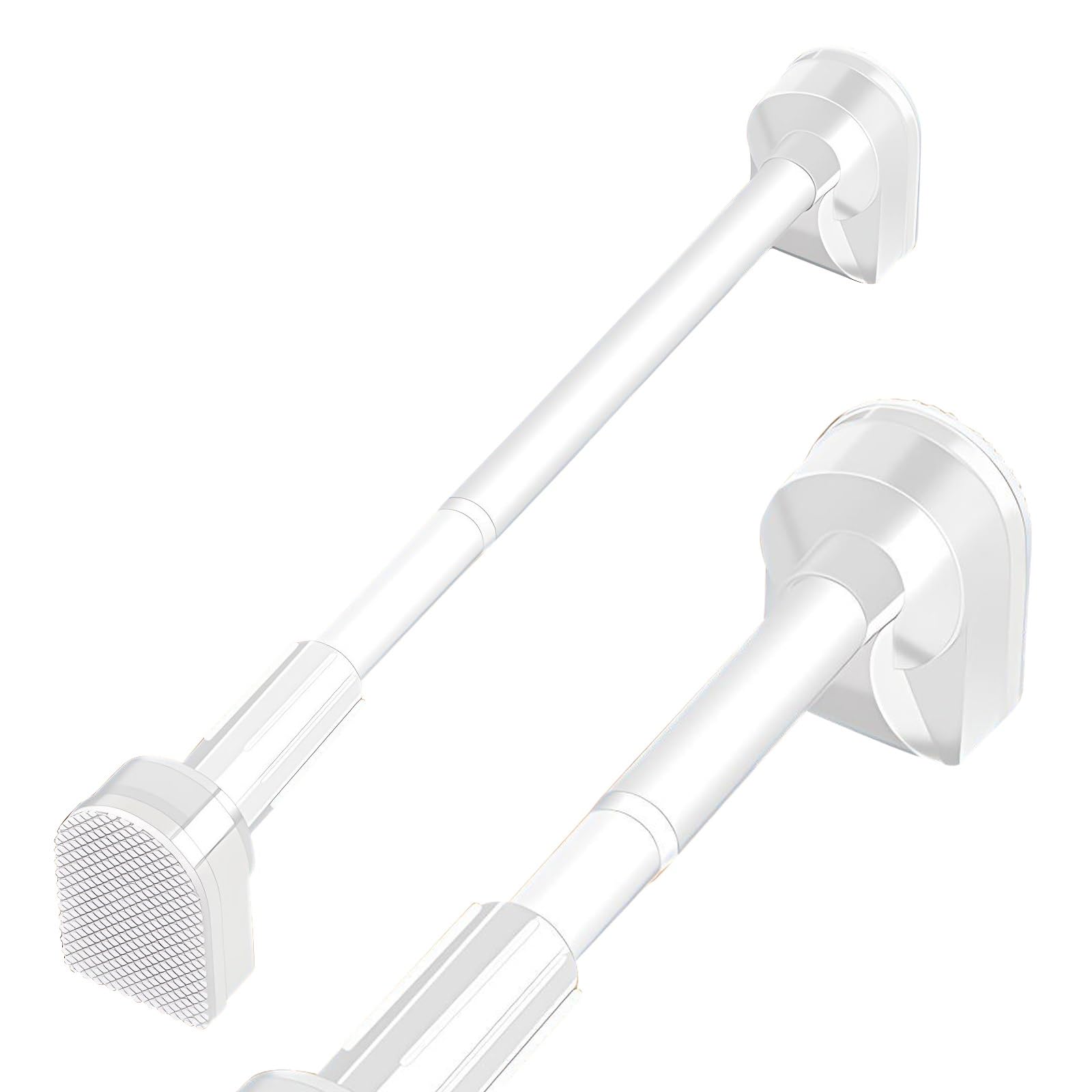 Barra de cortina de ducha extensible ajustable de 70 a 280 cm, barra de tensión sin taladro, para baño y armario, barra telescópica, color blanco (109,2 cm 200,7 cm)