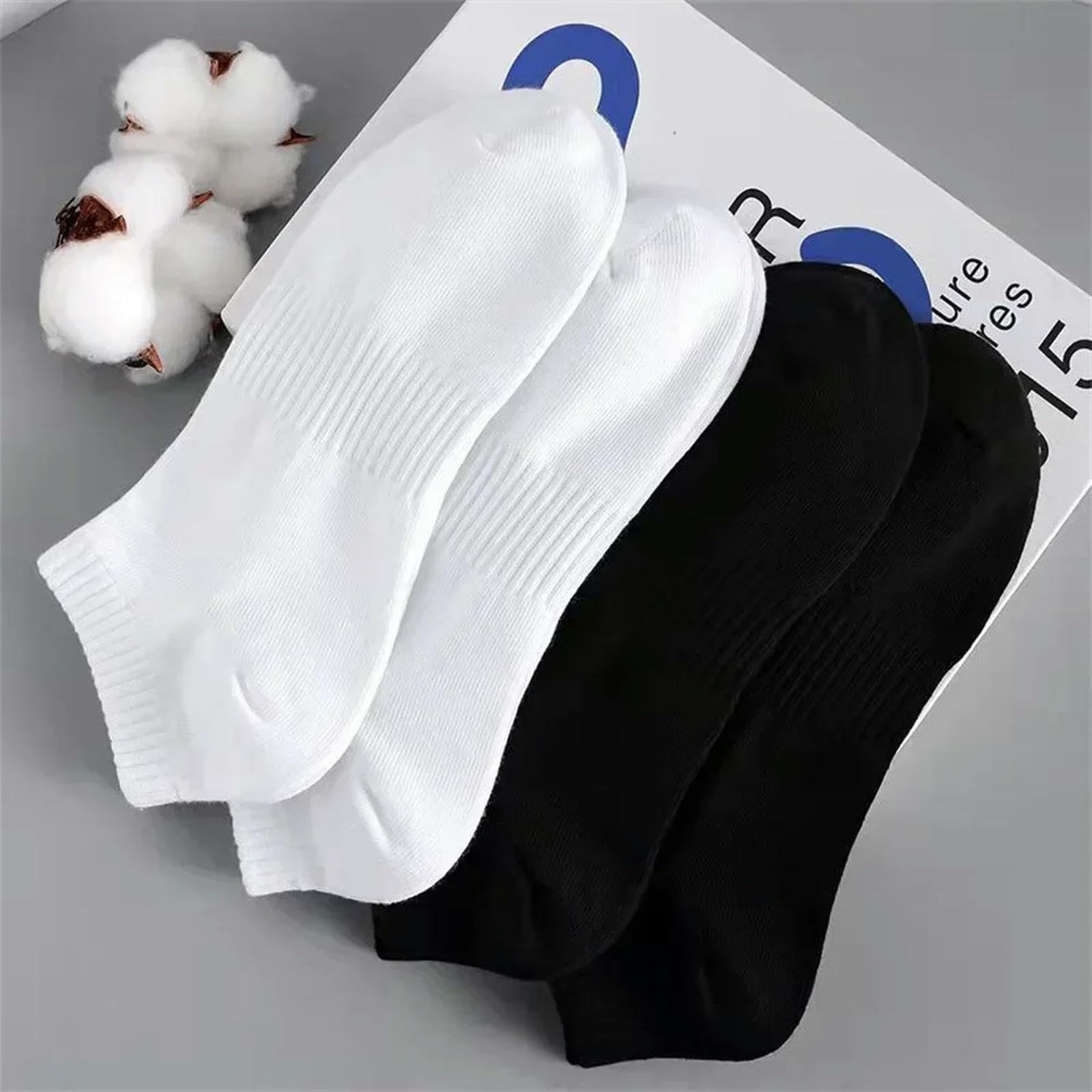 Calzini 10 Coppie Classiche Uomini D'affari In Bianco Nero Calzini Di Cotone Estate Da Donna Autunno Calzini Da Barca Alla Caviglia-8 Bianco 2 Nero-eu-38-42