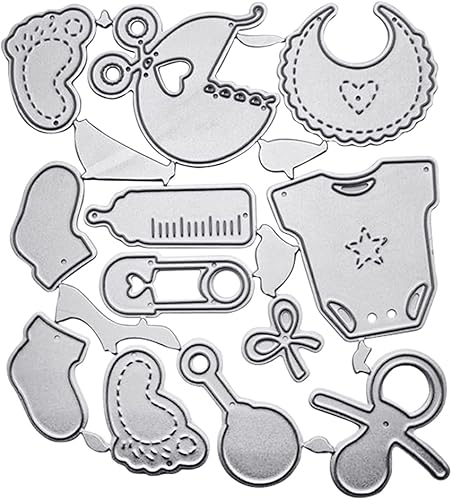 Babero de biberón troqueles de corte de metal para hacer tarjetas, plantillas troqueladas para álbumes de recortes, álbum de recortes, plantilla de