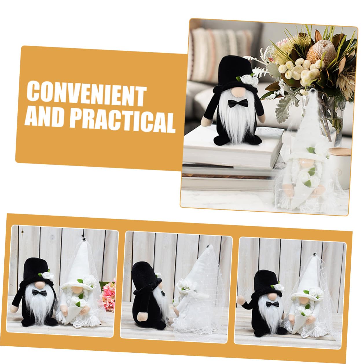 Hemobllo 2 Stück Teiliges Hochzeit Wichtel Deko Faceless GNOME Puppen Braut und Bräutigam Figuren Stehende Plüschornamente für Tisch und Fenster Romantische Hochzeitsdekoration