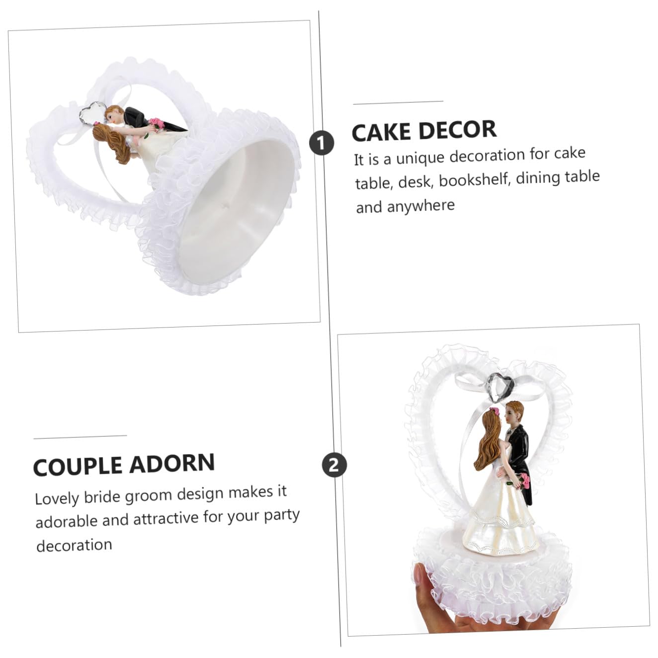 ABOOFAN 2 STK Schmuck für Braut und Bräutigam Kostüm Brautpaar Puppe Brautgeschenke Kuchen Figuren hochzeitsfigur hochzeitsdekoration Hochzeitspaar schmücken Valentinstag Harz Weiß