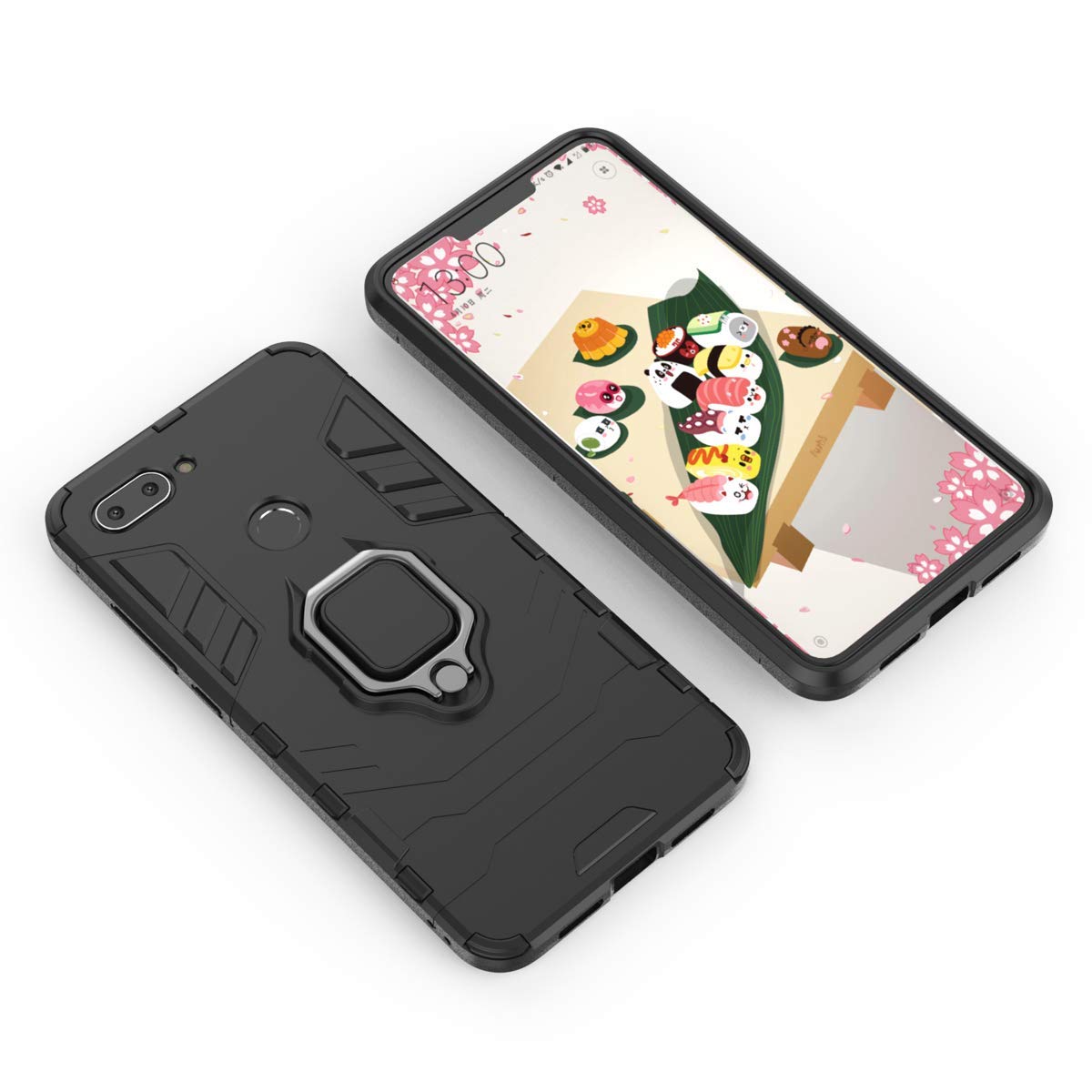 SORAKA Cover Per Xiaomi Mi 8 Lite Con Anello E Piastra Metallica – Custodia TPU Morbida, Ultrasottile, Per Supporto Magnetico Auto