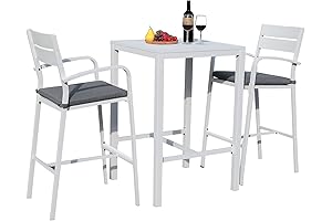 Soleil Jardin Aluminum Outdoor 3-Piece Bar Height Table and Chairs Set