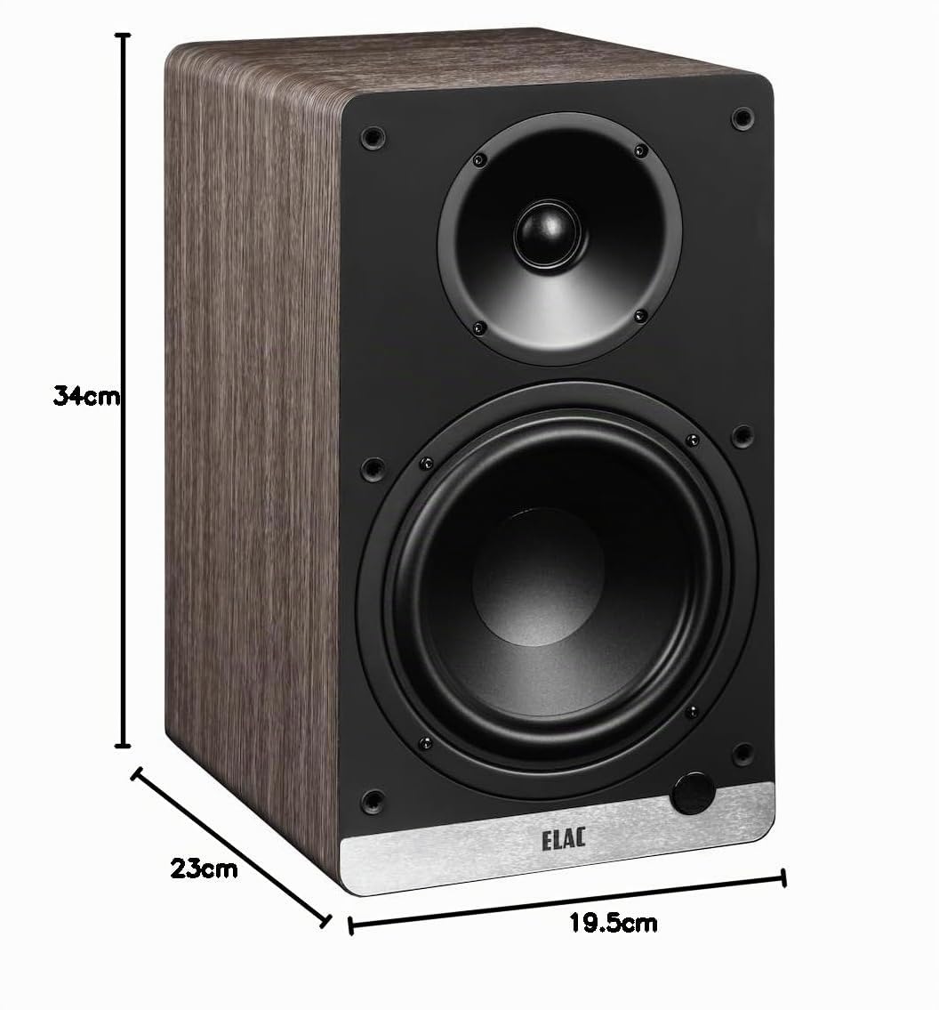ELAC Debut ConneX DCB 61 Regal-Lautsprecher – Boxen für Audiowiedergabe via HDMI, USB, Phono & Bluetooth, exzellenter Klang & hochwertiges Design, 1 Aktivlautsprecher-Set – Walnuss