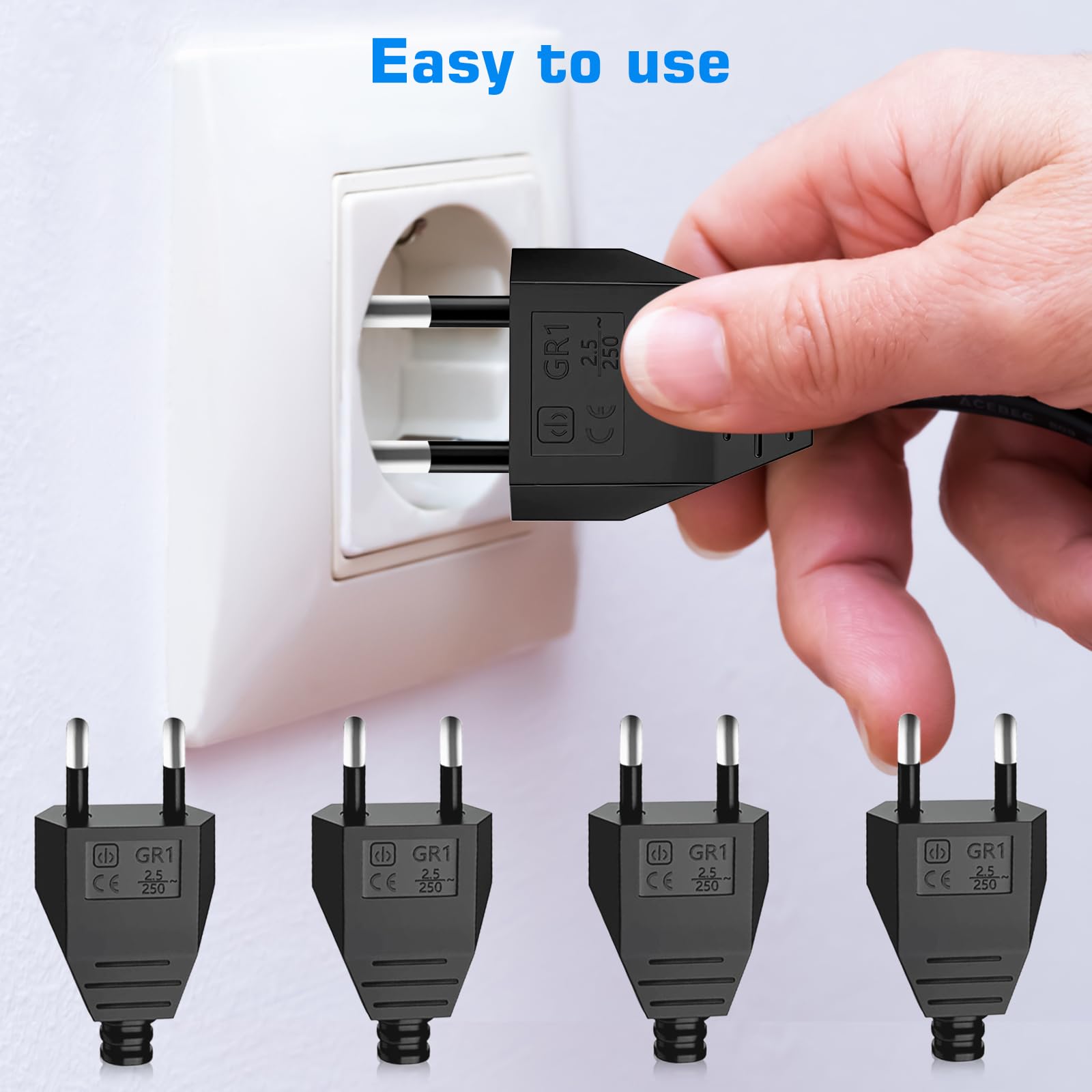 8 Spine Europee Piatte Nere - Con Cacciavite, 2.5A 250V, Facile Installazione - Foto 8