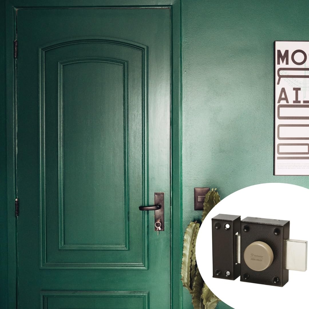 Vachette Verrou de porte Bouton/Cylindre ECLADOR - Ouverture à Bouton intérieur, Clé extérieur - Cylindre ø 20 mm, Longueur 40 mm, 4 goupilles - 67632/SC - 3 clés
