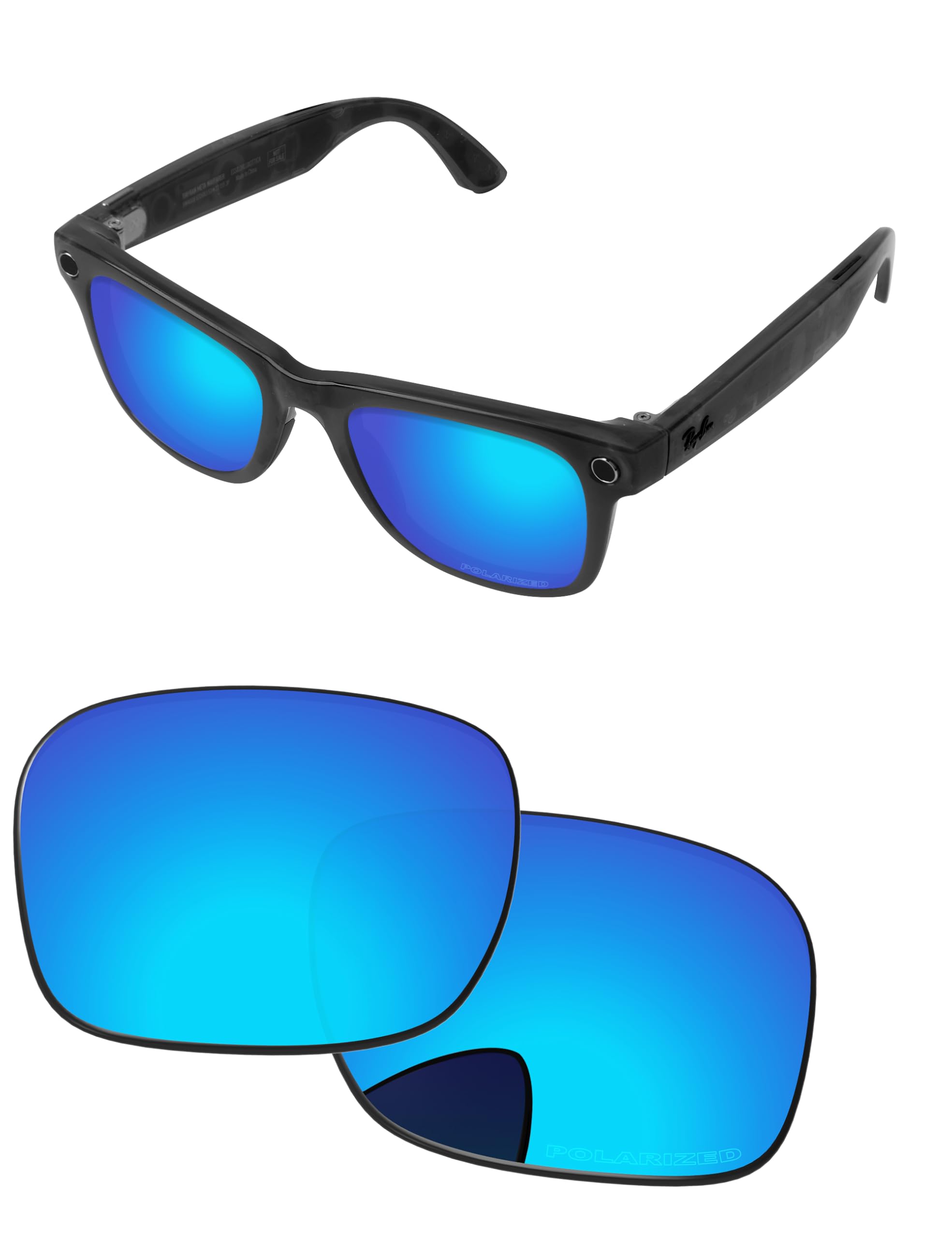 Replacement Lenses for Ray-Ban Meta Wayfarer RW4006 &amp; RW4012 50mm AI Glasses - Photochromic, Anti Blue Light Lens