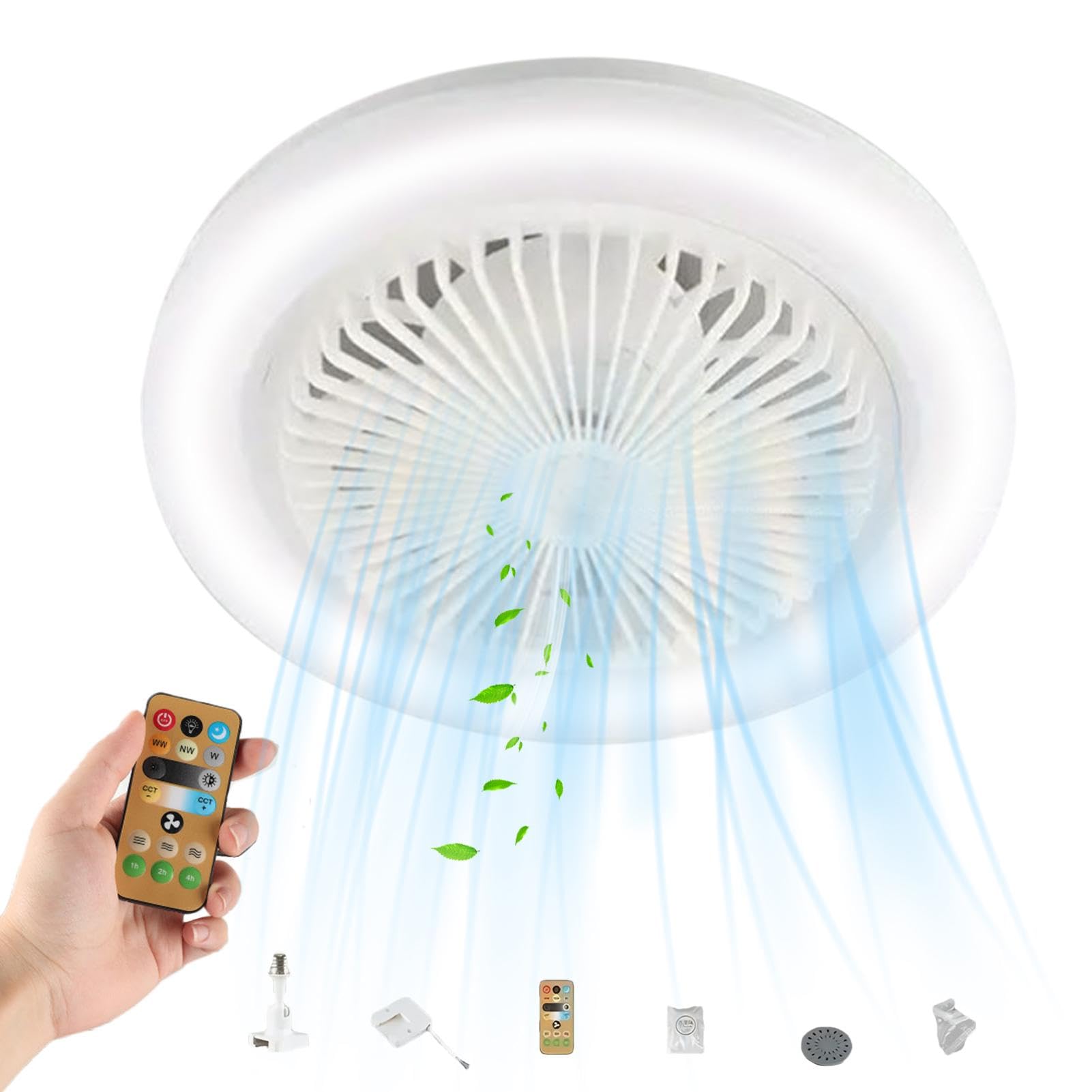 Ventilateur Plafond Avec Lumière LED Et Télécommande - 30W Dimmable 3 Vitesses Pour Chambre