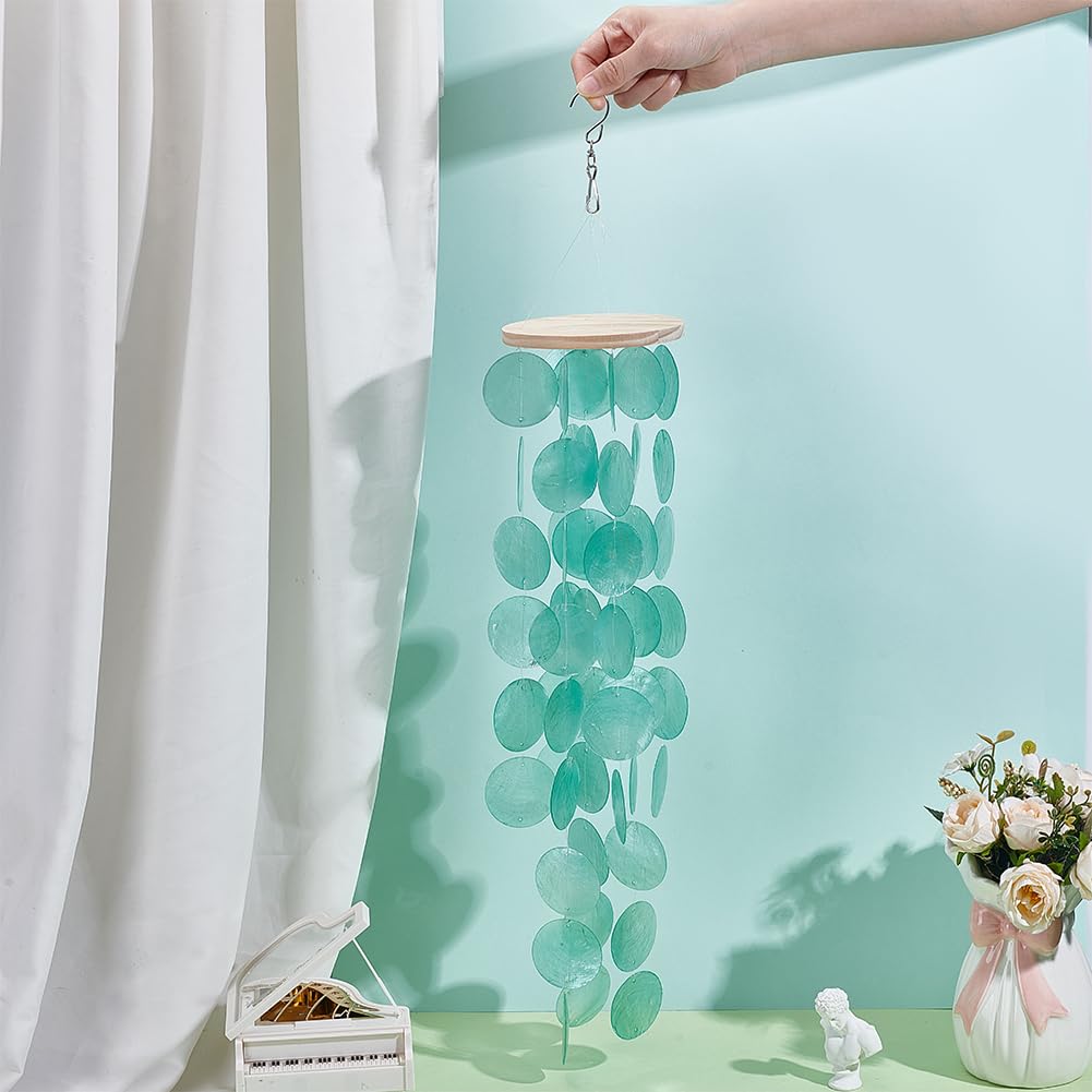 PH PandaHall Conchiglia di Capiz Carillon da Vento per Esterni 61.5cm Carillon da Vento per Donne per Portico con Cima in Legno per Giardino Patio Parete Decorazione Costiera Cortile
