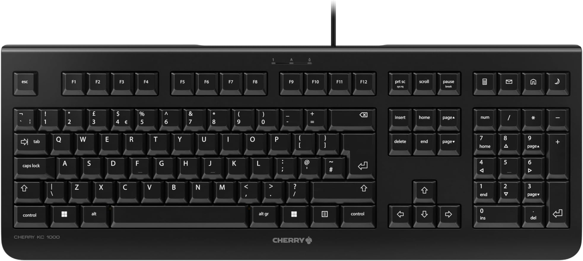 KC 1000, British layout, QWERTY keyboard, wired keyboard, Blue Angel, GS-approved, flat design, whisper-quiet keystroke, black