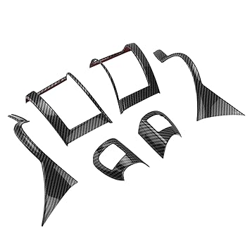 Central Console Air Vent Covers, 6pcs Dashboard Air Vent Cover Trim Anti UV ABS Carbon Fiber Style Wear Resistant for Car Adaptations