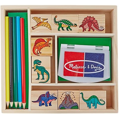Melissa & Doug Dinosaur Stamp Set with Colouring Pencils for Children | Arts and Crafts for Kids Age 4+ | Wooden Stamps for Kids | Dinosaur Toys for Boys Gifts | Kids Art Set Gift for 4 Year Old Boy Cover