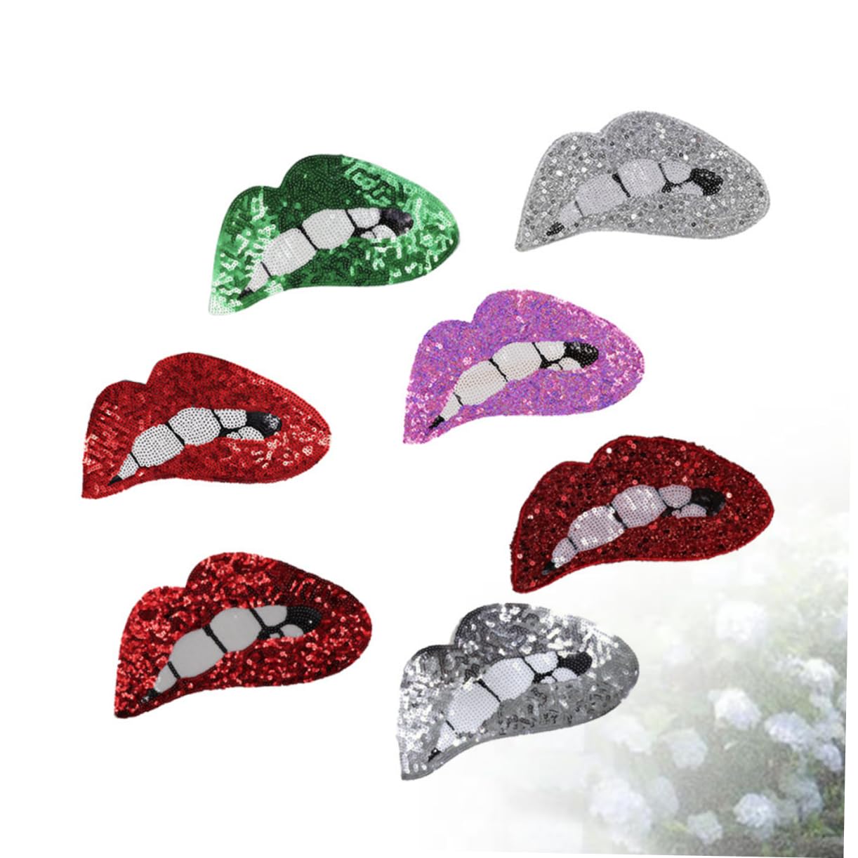 21pezzi Patches per Abbigliamento Paillettes Forma di Labbra Toppe Decorative per Jeans Gonne e Borse Stile Casual e Creativo per Fai da Te