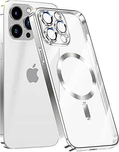 Funda magnética transparente para iPhone 15 Pro compatible con MagSafe protector de lente de cámara integrado Funda protectora de TPU para iPhone 15