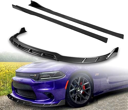Q1-TECH - Difusor de 10 piezas para parachoques delantero y falda lateral, compatible con Dodge Charger SRT 2015, 2016, 2017, 2018, 2019, 2022,