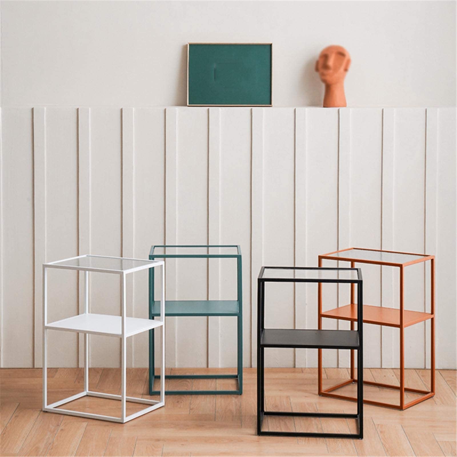 Sofa-Beistelltische im modernen Stil, kompakte rechteckige Aufbewahrungs-Beistelltische, platzsparender Eck-Ausstellungstisch, kleine Couchtische aus gehärtetem Glas (H) 60 cm, schwarz, 40 x 30 x 60