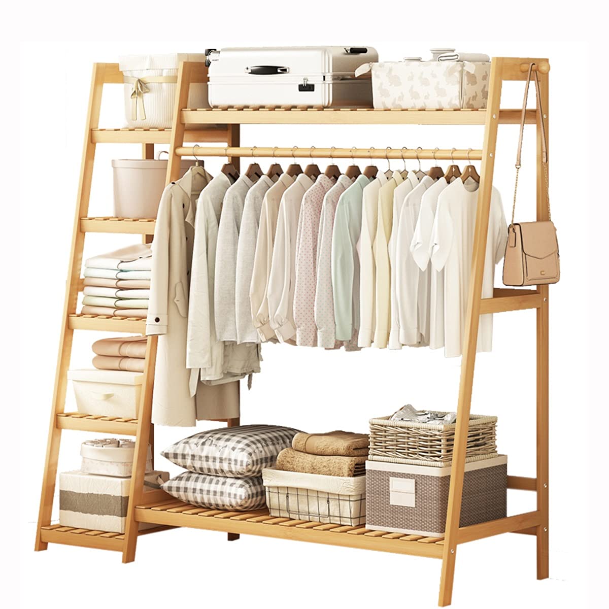 NAIYUFA Perchero Con Cajones, Perchero Con Estantes Y Barra Para