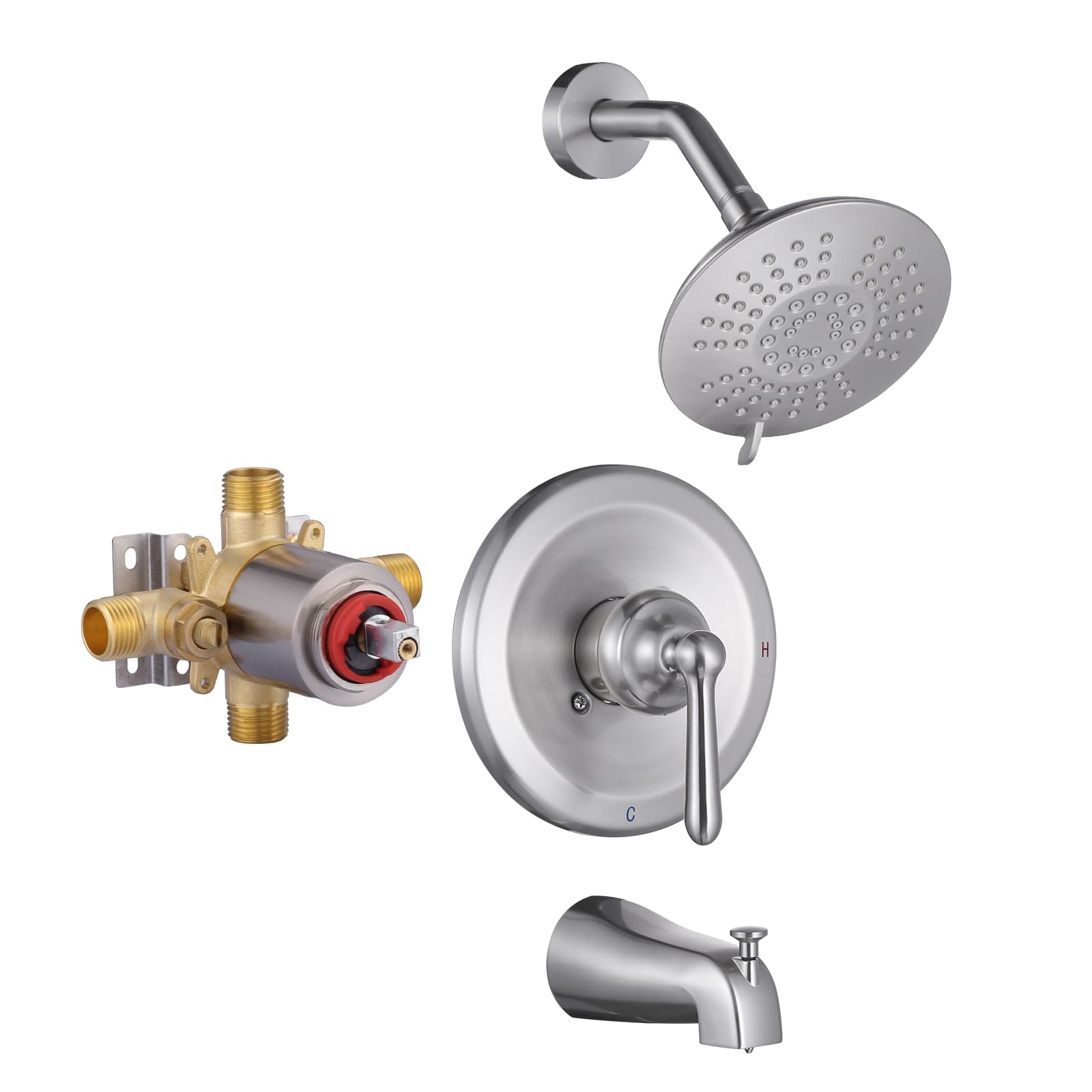 Robinet de douche en nickel brossé de qualité supérieure, mitigeur et jet de pluie ARCORA