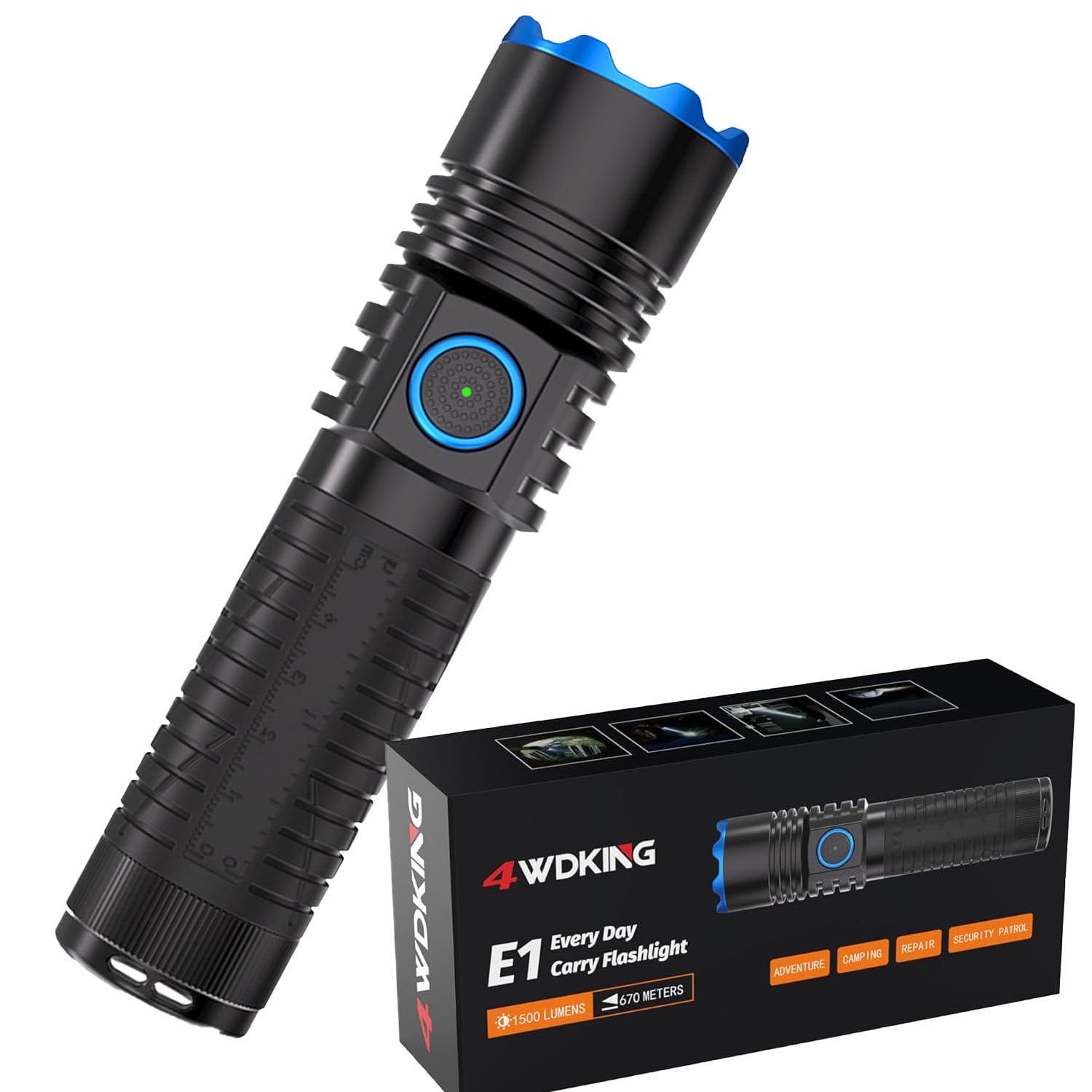 CelyToe Zoomable Flashlight, Rechargeable Flashlight with Stepless Brightness Adjustment, IP54 Waterproof, Perfect for Camping & Outdoor Survival