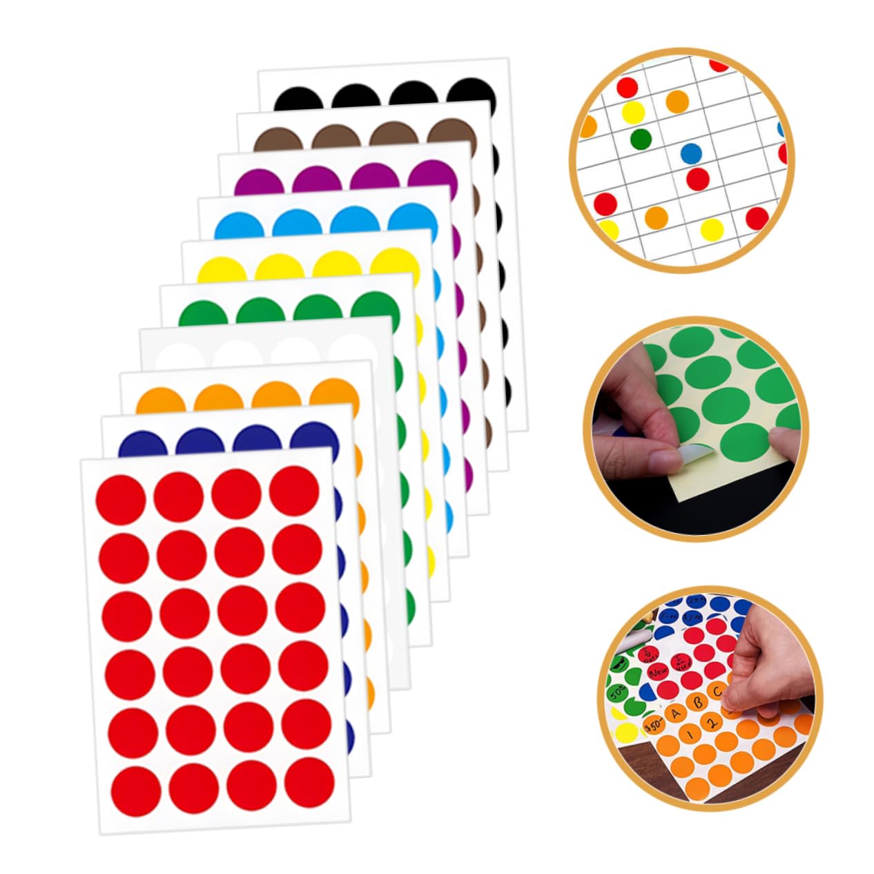 Homoyoyo 5 Set Adesivi A Punti Colorati Punto Etichette Adesive Circolari Autoadesivo Etichette Circolari Adesivi Del Diario Rotondi Piccoli Del Cerchio Carta 50 Fogli*5
