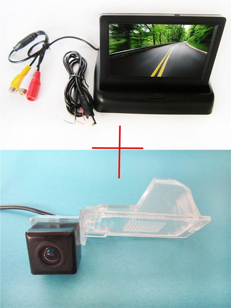 FUWAY CCD Color Car Rear View Reverse backup Camera for Ford Edge Escape Mercury Mariner, with Foldable 4.3 Inch Color LCD TFT Rearview Monitor Screen Car Backup Monitor