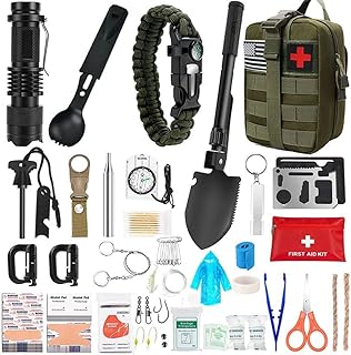 HPAMR Survival First Aid Kit, Outdoor Supplies Survival Tool Combination Set, Outdoor Camping Gear Emergency Kits Multi-Fu...