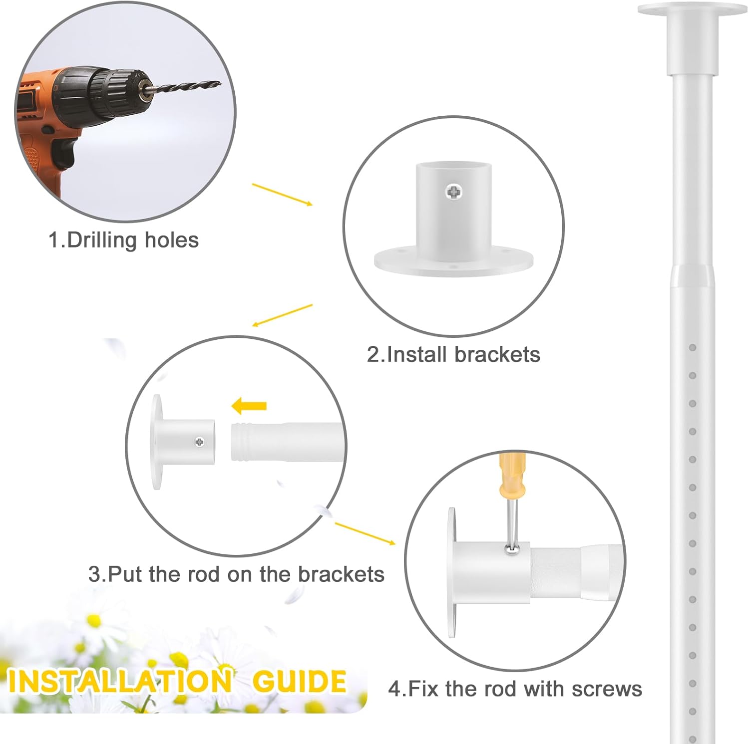 2 Pack Closet Rod,17 to 96 Inch Adjustable Closet Rods for Hanging Clothes Heavy Duty Closet Hanging Rod White Closet Poles for Wardrobes,Bathroom,Windows