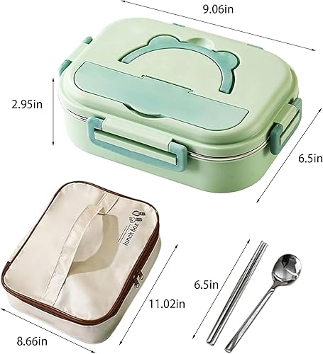 Miniatura 2 de Lonchera Bento de acero inoxidable para adultos, contenedor de almuerzo de metal a prueba de fugas, contenedor de almuerzo portátil con bolsa de