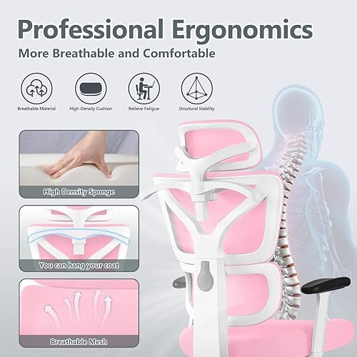 Miniatura 3 de Winrise Silla de oficina ergonómica, silla de escritorio con respaldo alto, silla reclinable grande y alta, cómoda silla de escritorio para oficina