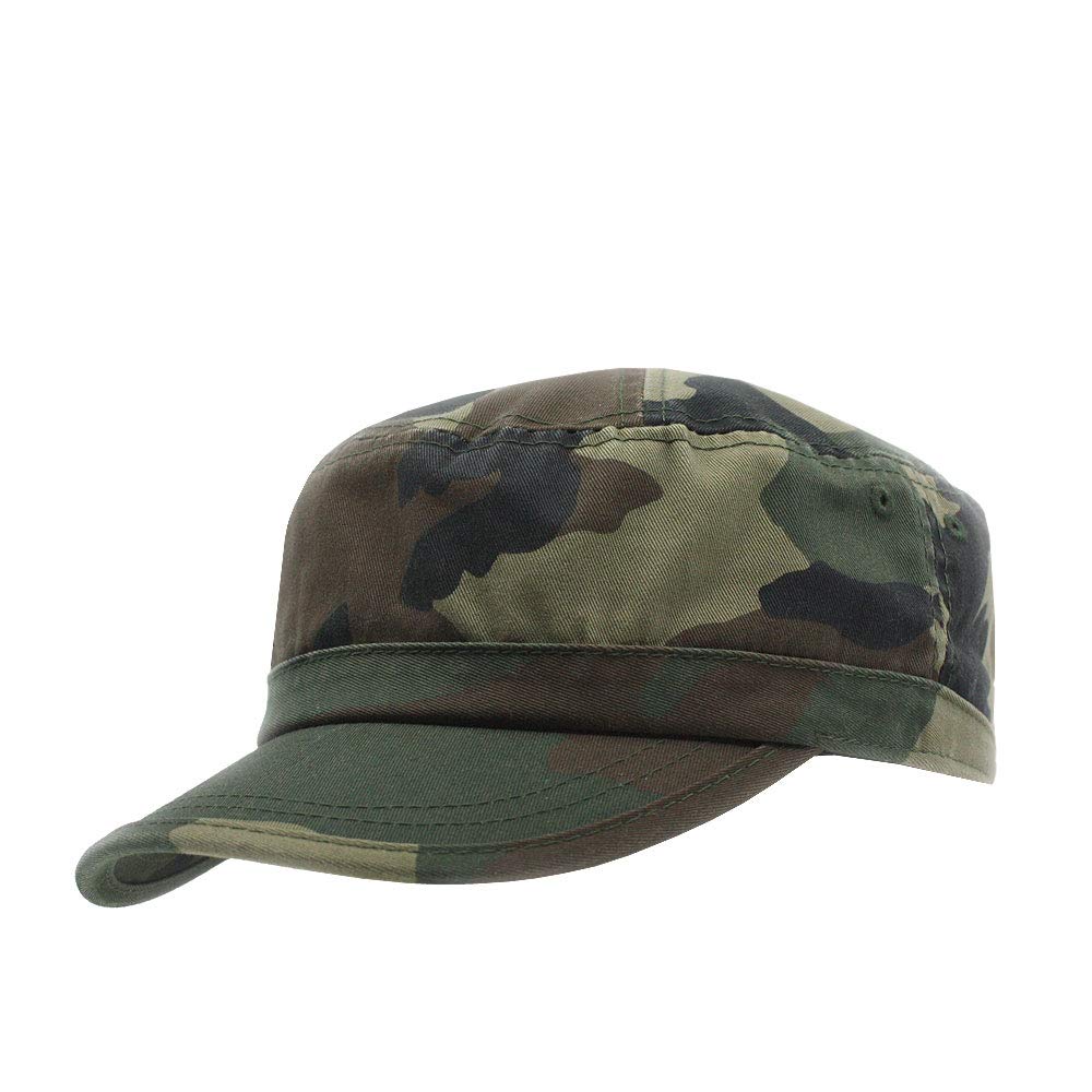 Vintage Year Washed Cadet Cotton Twill Adjustable Military Radar Caps - Green -