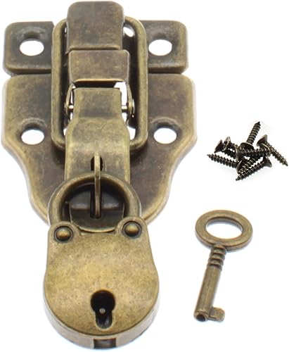 LBTODH - Juego de 1 candado, diseño retro, para caja de herramientas, con tornillos de montaje (bronce)