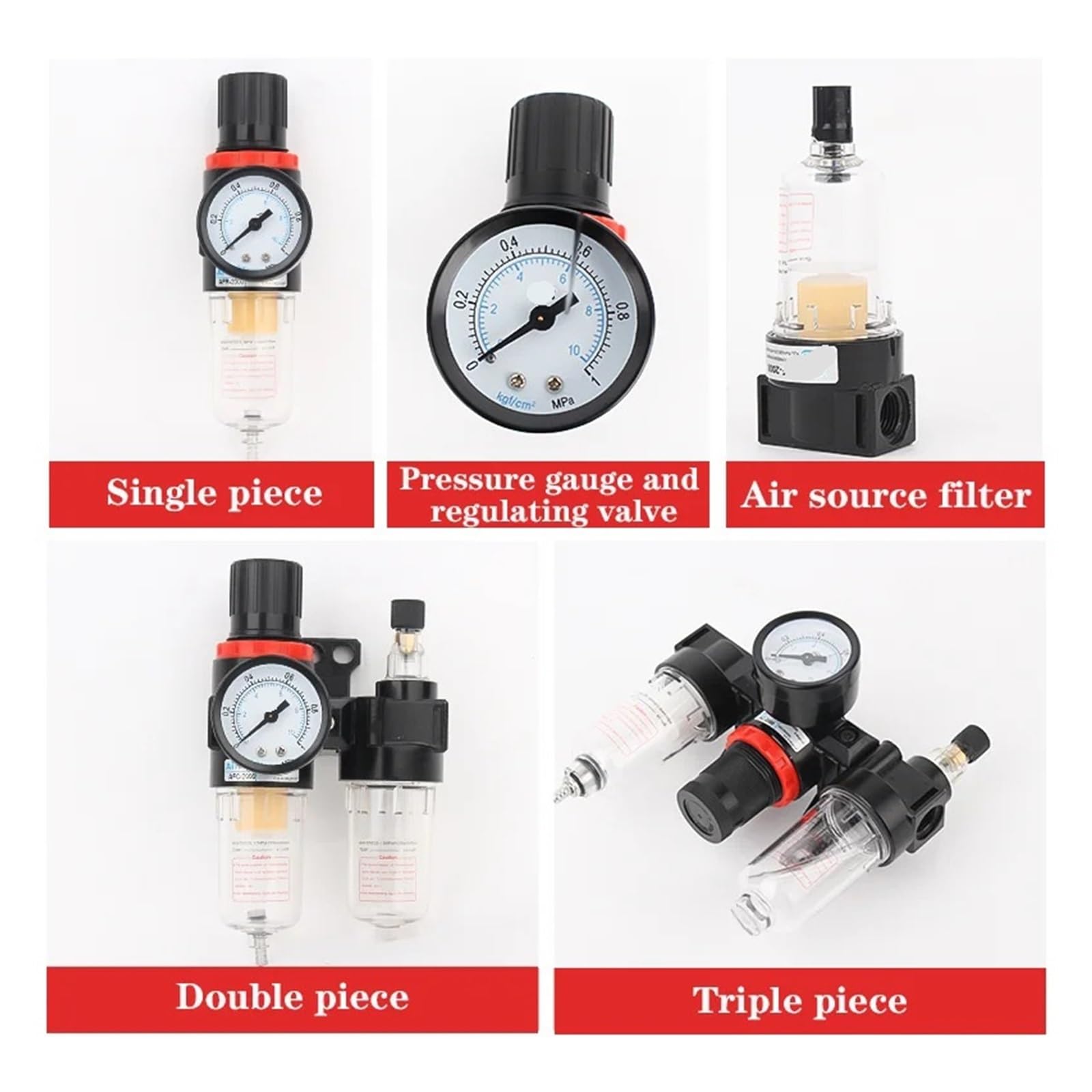 2 szt. AFC2000 G1/4 Separator oleju i wody Regulator ciśnienia Filtr spustowy AFC-2000 Procesor gazu Sprzęt do obsługi sprężarki powietrza (AFC-2000+szt. 10mm)