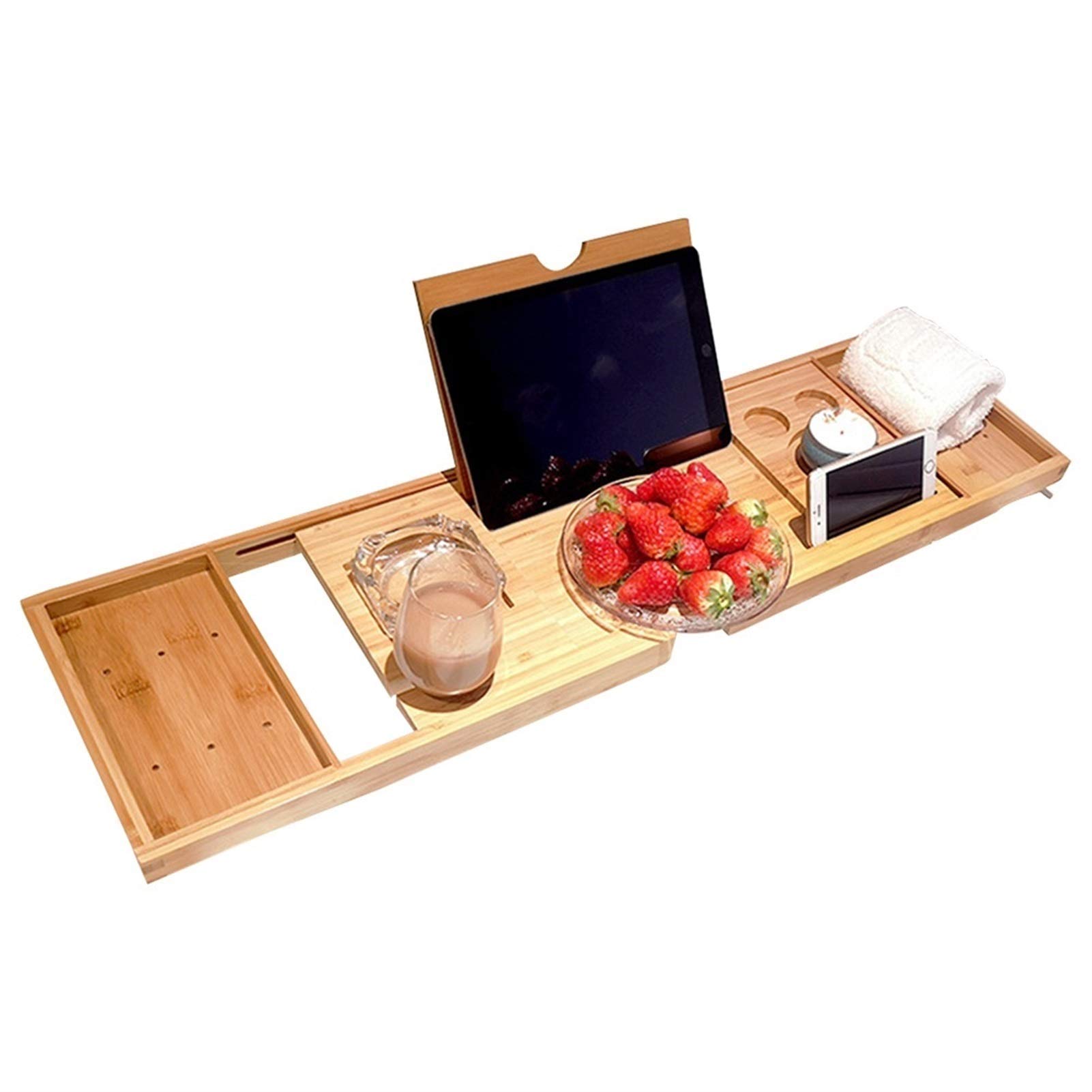 Bandeja Extensible para bañera, Soporte para Libros de Copas de Vino para Ducha, Carrito de baño, Estante de Almacenamiento para bañera, Accesorios de baño