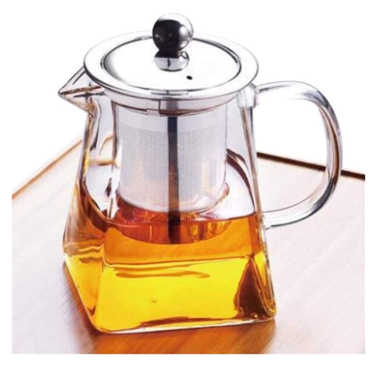 Tetera Tetera 350 ML Tetera de Vidrio de borosilicato Transparente Tetera de Taza de té de Vidrio Elegante con colador de infusor de Acero Inoxidable
