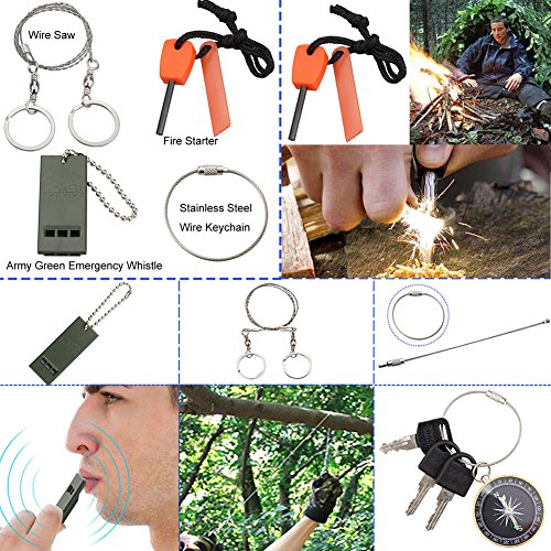 Emergency Survival Kit, Monoki 9-In-1 Compact Outdoor Survival Gear Kits Portable EDC Emergency Survival Tools Set with Gift Box for Camping Hiking Hunting Climbing Travelling or Wilderness Adventures - Thumbnail 7