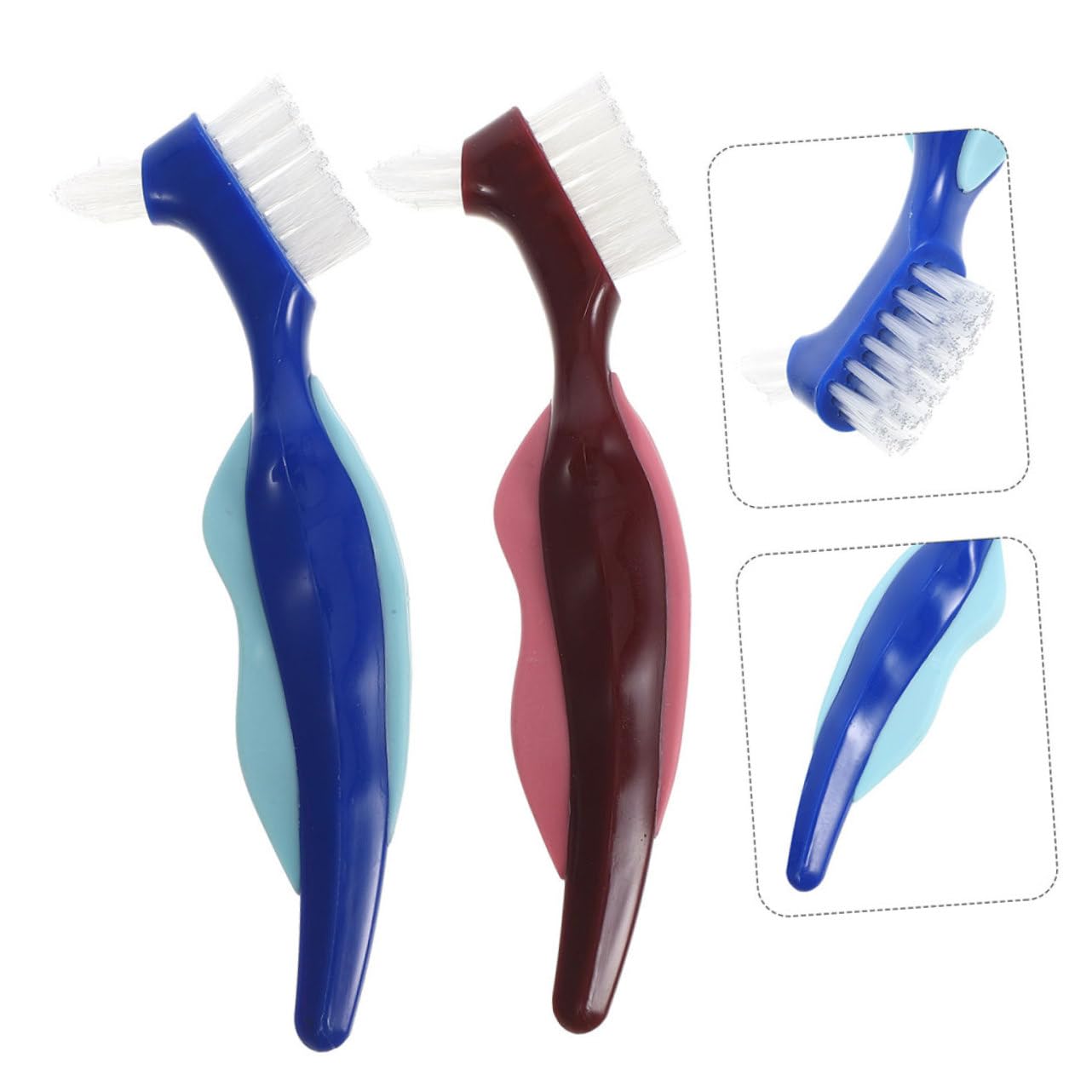 Healvian 10pezzi Spazzola Per Dentiera Spazzola Doppia Faccia Per Pulizia Protesi Spazzolino Portatile Per Igiene Orale Per Uso Domestico e Viaggi Colori