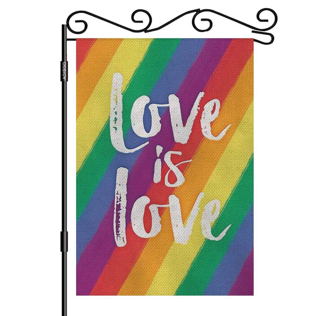 Love Is Love Regenbogen Pride Gartenflagge – Doppelseitig, Wetterfest, 30,5x45,7 Cm Für Terrasse & Balkon