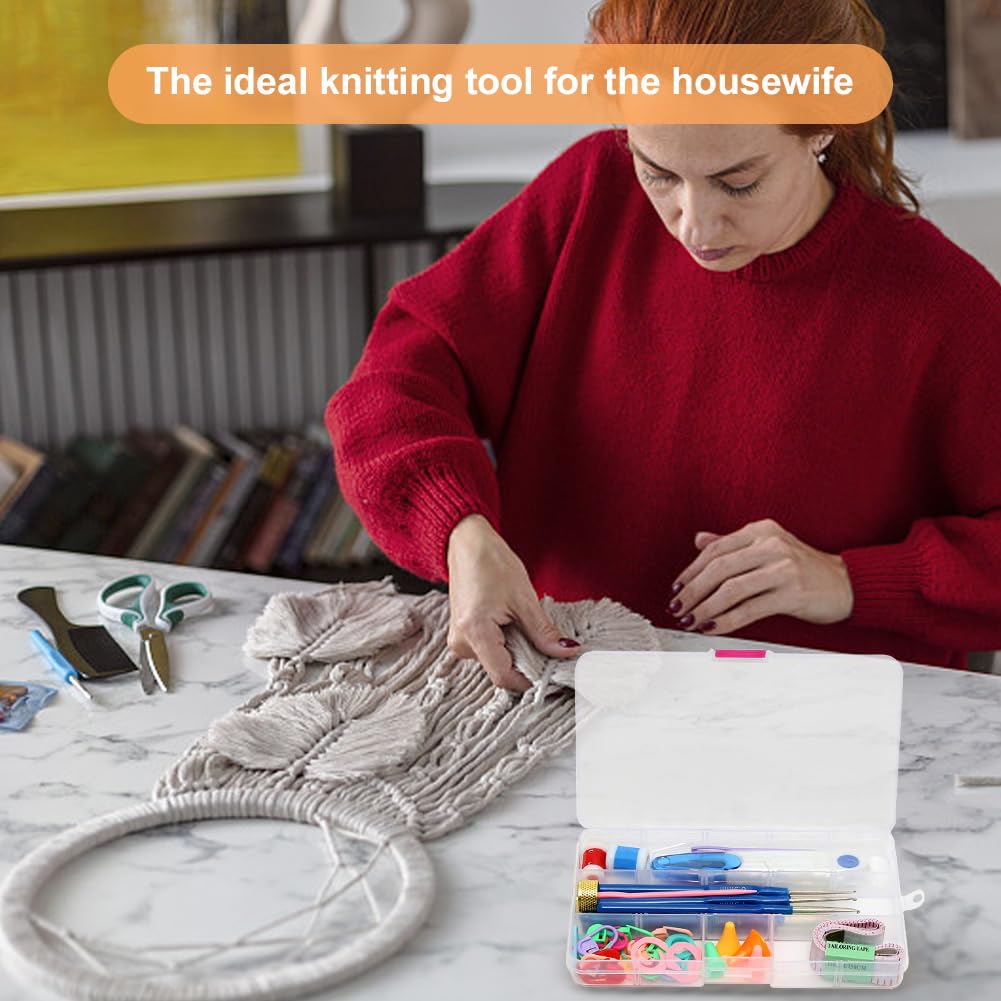 JUCHRZEY 5 sztuk 16 rozmiar zestaw do szydełkowania szydełko druty do robienia na drutach ze stali nierdzewnej ergonomiczny zestaw drutów do szydełkowania z etui na artretyczne dłonie