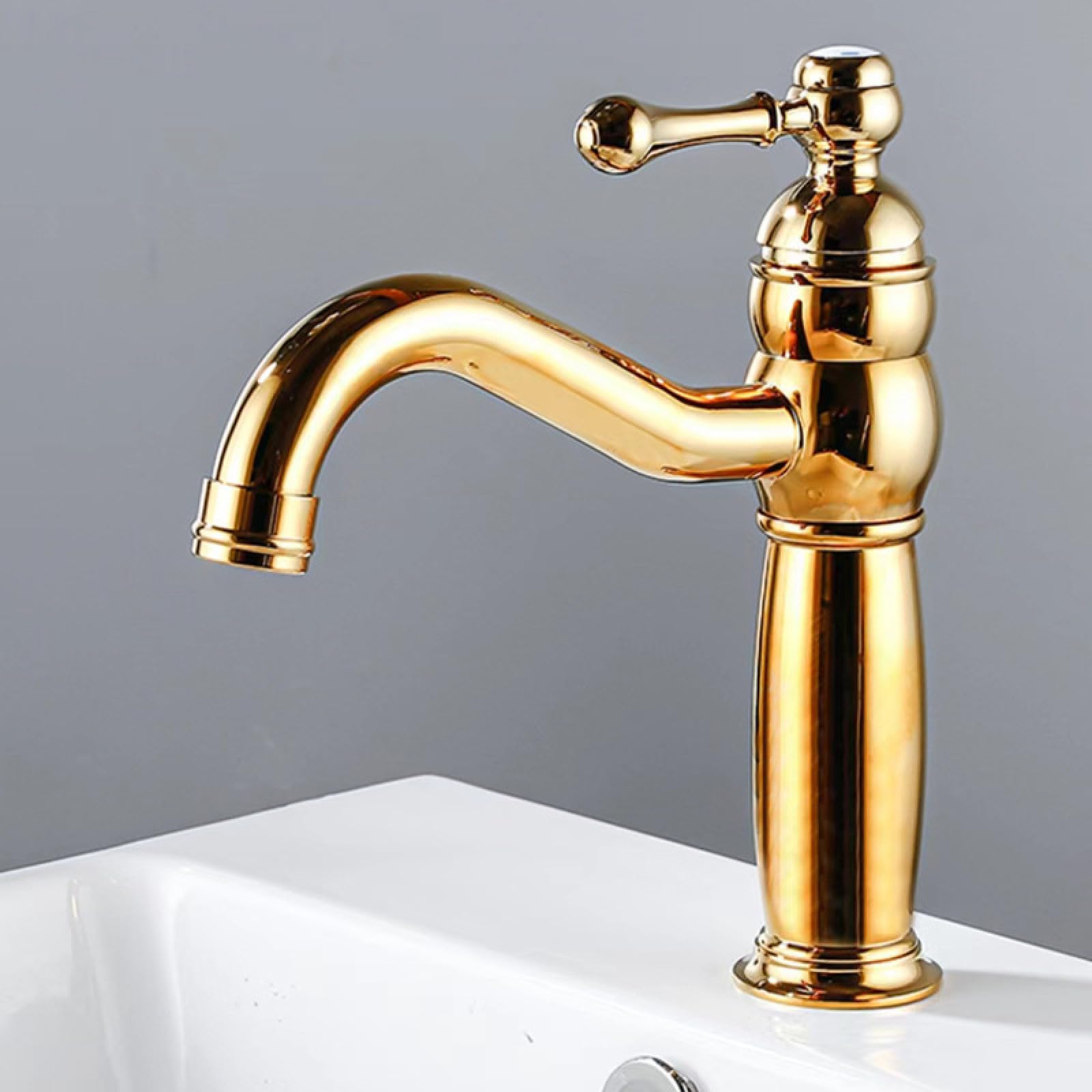 Fanjubei Golden Dwarf Bathroom Copper Rotating Hot And Cold Faucet, Golden Low