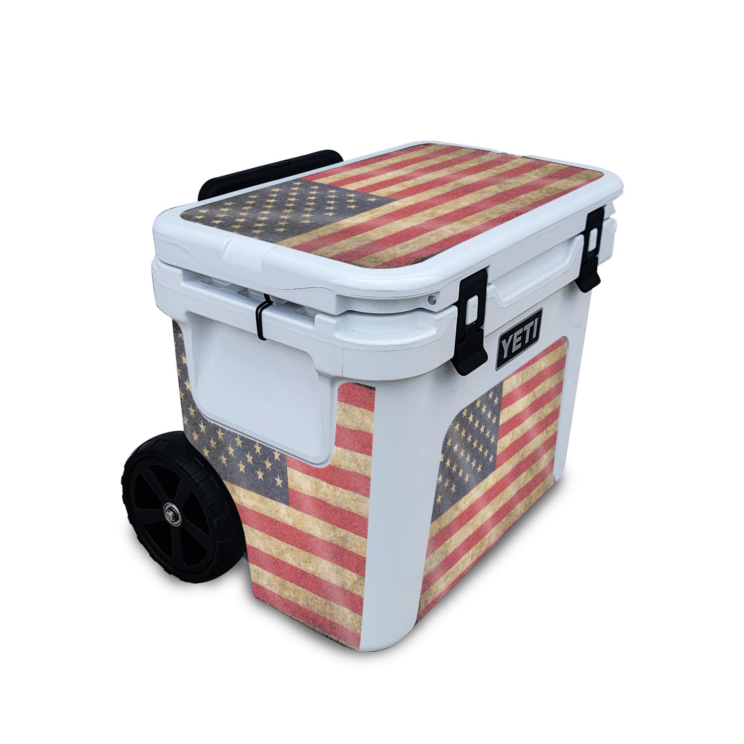 Glossy Glitter Skin Compatible with Yeti Roadie 32 Wheeled Cooler - Vintage Flag - Premium 3M Vinyl Protective Wrap Decal Cover - Easy to Apply | Crafted in The USA by MightySkins