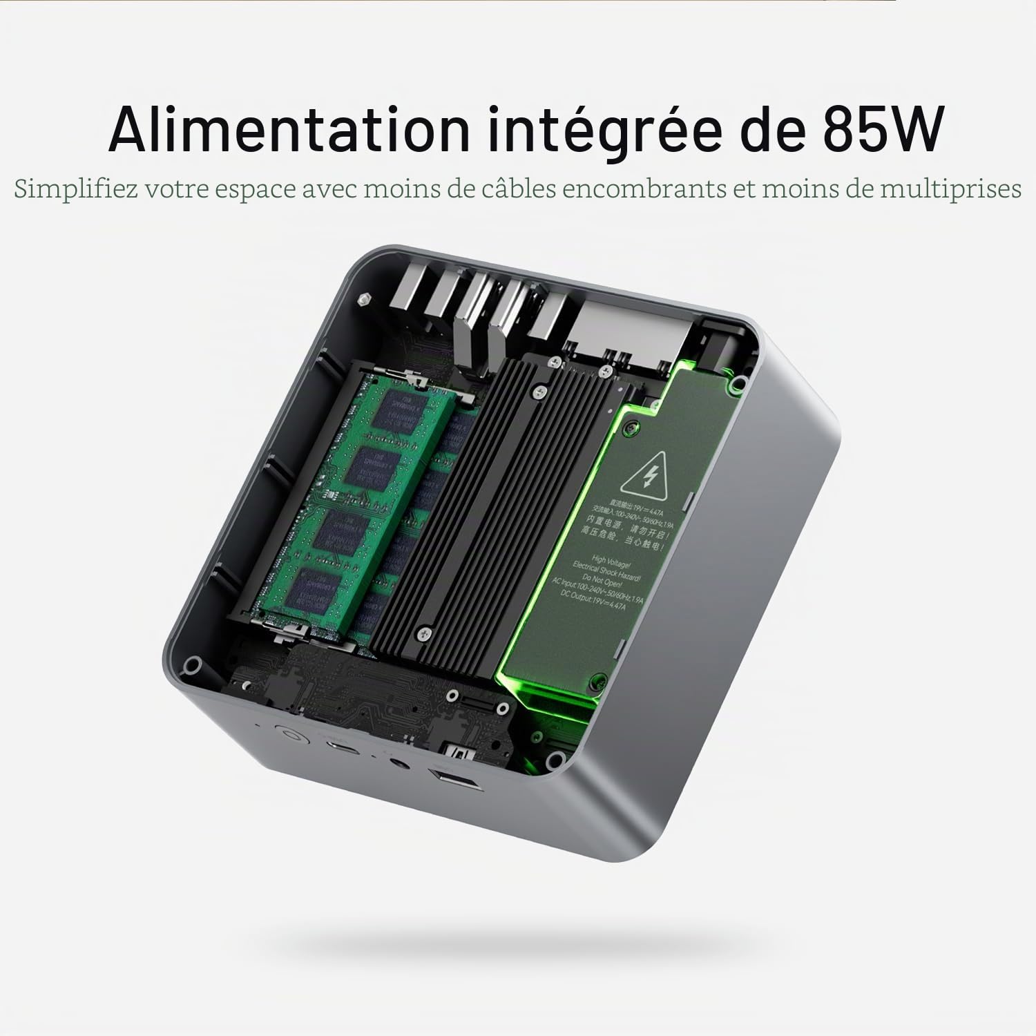 Beelink EQR5 Mini PC, AMD Ryzen 5 5500U (6C/12T) jusqu'à 4,0 GHz, Mini Ordinateur 16 Go DDR4 RAM 480 Go NVME SSD, 4K Dual Display, Dual HDMI, Dual 1000M LAN,Mini PC de Jeu Win11 WiFi6 BT5.2