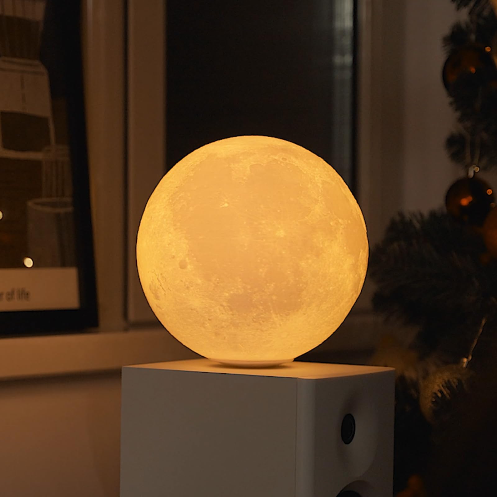 Gingko Design Smart LunaSpin Lamp Mini - Floating & Spinning Moon Lamp, Brown - Image 4