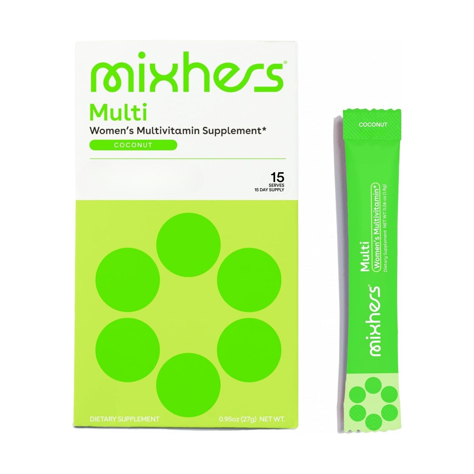 MIXHERS Multi - Women's Multivitamin Drink Mix - Daily Multivitamins - Nutrition Designed for Women - for Wellness & Immune Support - Better Absorbed Supplements - 15 Drink Packets - Coconut