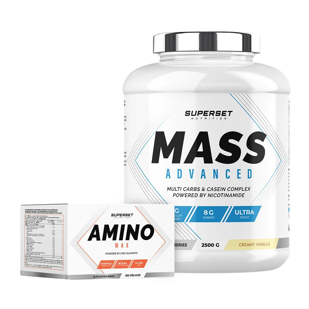 Superset Nutrition - Programme Prise de Masse Débutant - Mass Advanced 2,5kg Vanille Crémeuse - Amino Max