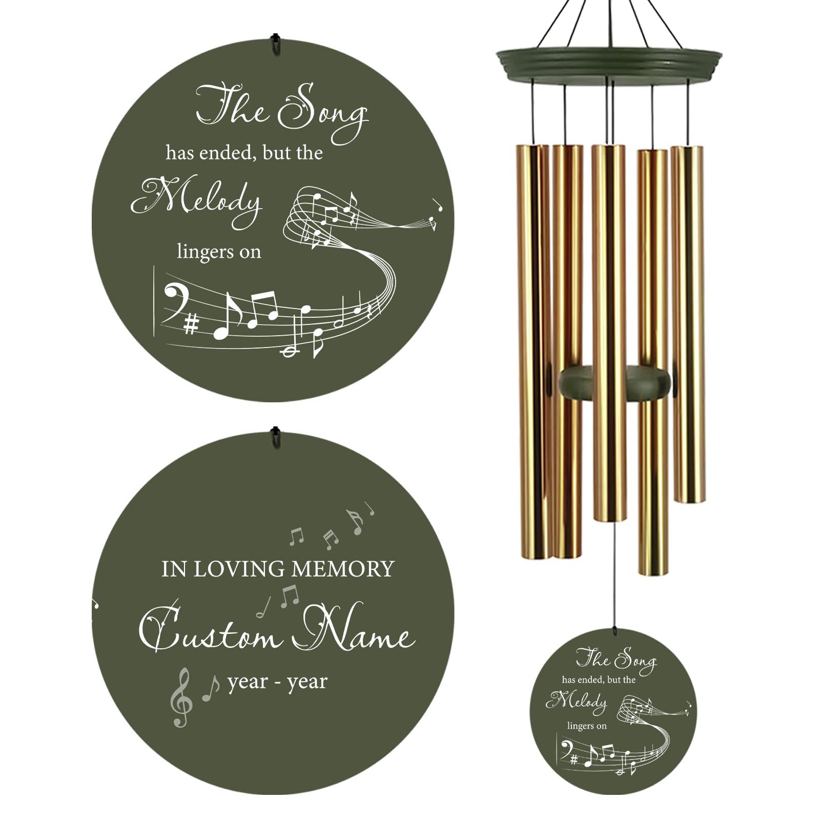 Personalized 30/36" Memorial Wind Chimes for Outside, Sympathy Gifts Wind Chime for Loss of Loved One, Beautiful Decor with Deep Tone, Ideal for Funeral, Remembrance &amp; Bereavement, Produced in Texas